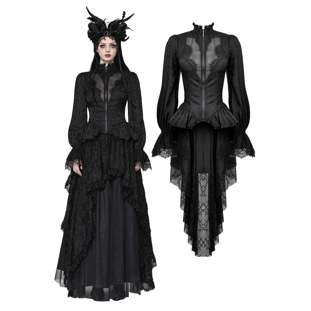 Dark in Love - Gothic Hollow Pattern Sheer Jacket - Black